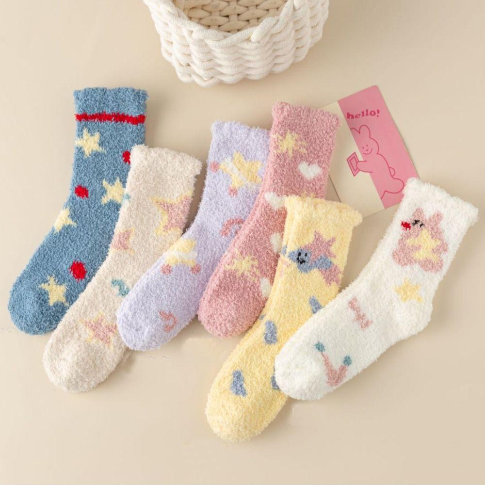 Warm Cotton Socks Winter Floor Socks Sleep Socks Coral Velvet Socks  Women