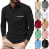 Men's Long Sleeve Shirts V Neck Button Down Blouse Tops  Color Block Shirts With Pocket