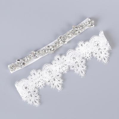 2 PCS Wedding League Braut Wedding League Brautspitze für die Braut Weiß Geschenke Gürtel Bein Strumpfbänder Kleid mit Diamanten
