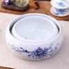 Gongfu Blue & White Porcelain Tea Cup Washer - High Temp Ceramic Pen & Water Washer