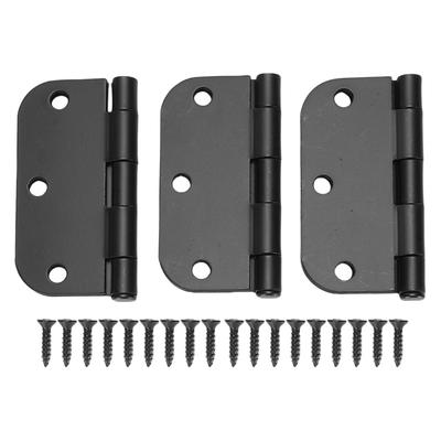 Rounded Door Hinges 3.5 Inch 5/8 Radius Matte Black Exterior Interior Door Hinges for Doors Office