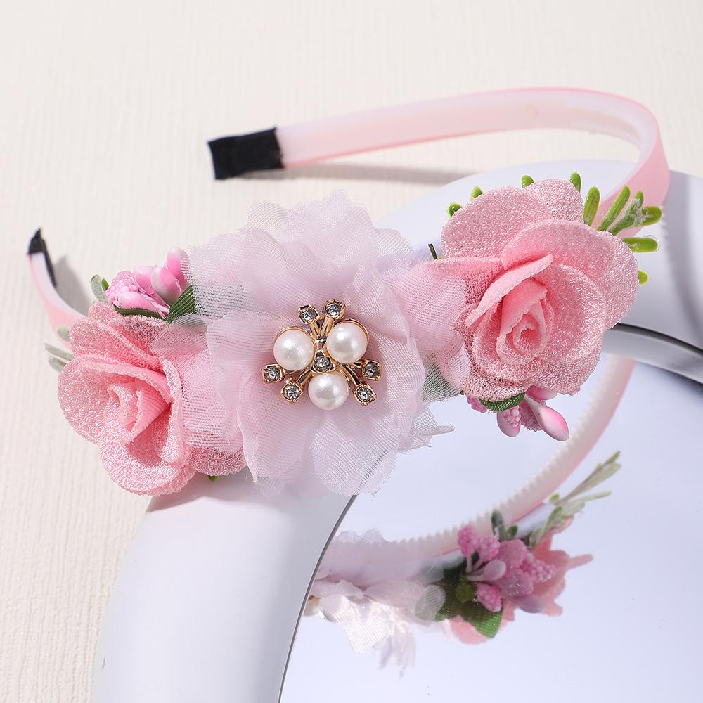 1PC Cute Hairband Kids Princess Headwear Boutique Triple Satin Flowers with Zircon Hair Accessories Head Hoop for Girls Headband