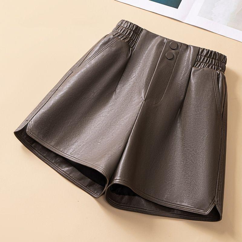 2023 Trendy Women's High Waist PU Leather Shorts - A-line, Loose Fit for Autumn/Winter, Perfect with Boots
