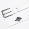 Men's High-End White Leather Belt with Embroidered Pin Buckle - Trendy 2025 Style