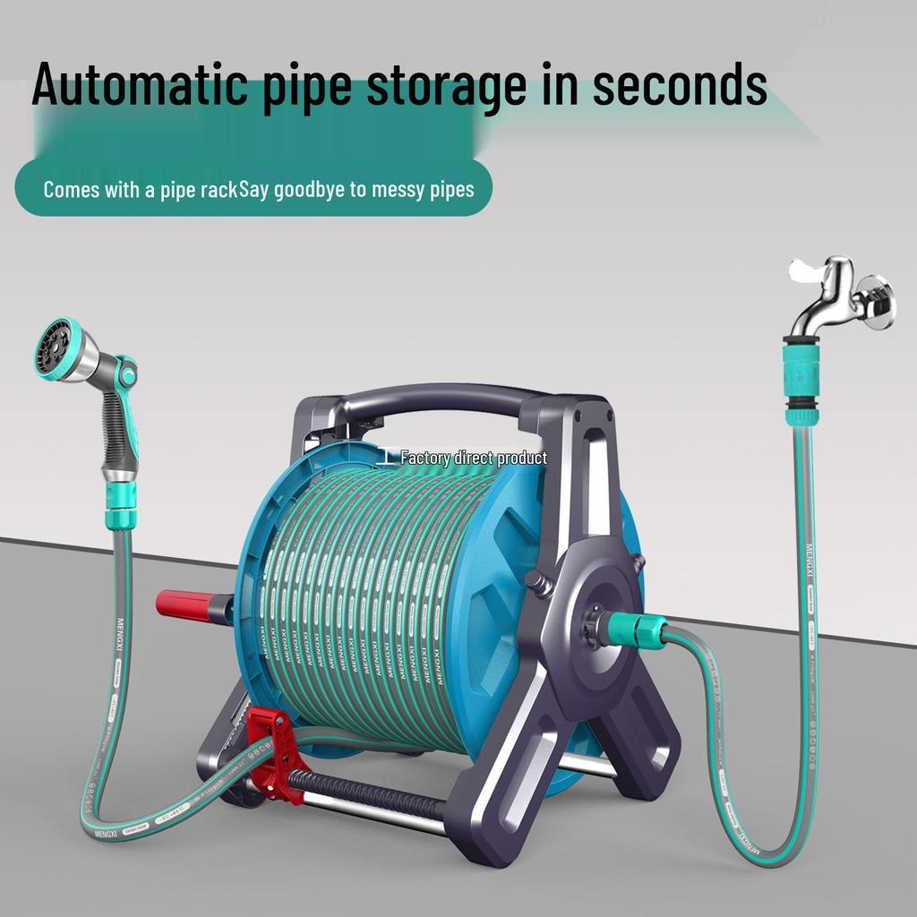 High-Pressure Garden Hose: Versatile Watering & Car Wash Gun with Retractable Reel for Gardening & Home Use