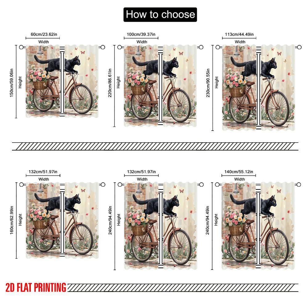 2pcs,2D Plane Printing Contemporary Curtains Purrfect Ride Polyester (without Rod) Festive Use for Kitchen Living Room Office