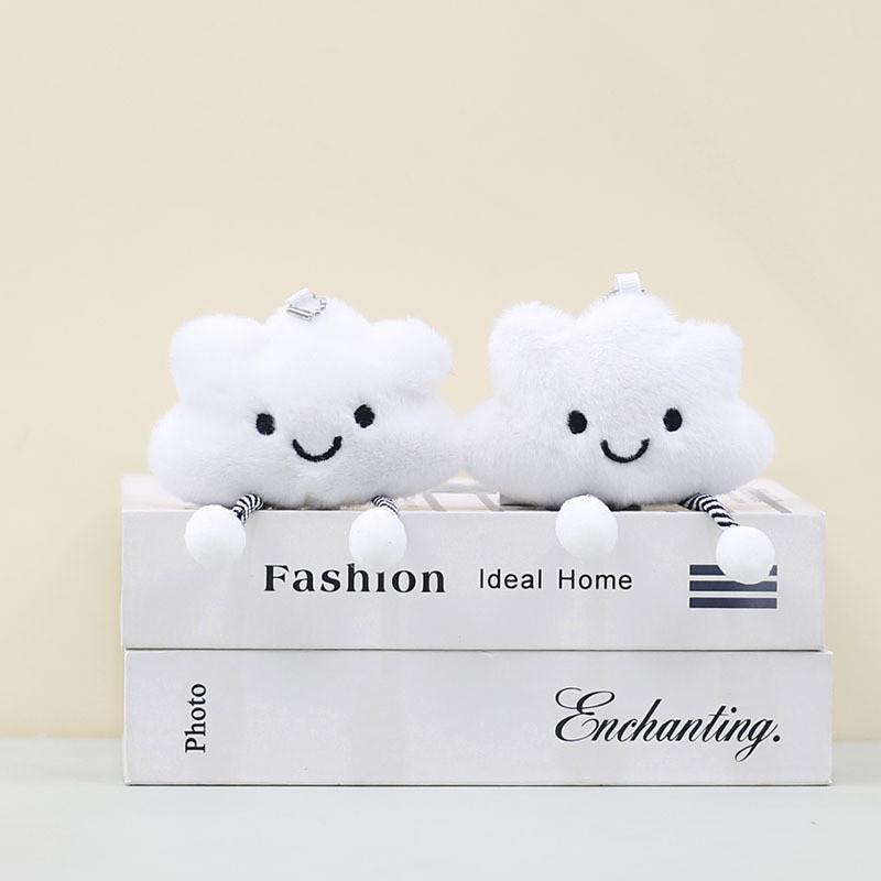 Cute White Cloud Keychain Cartoon Girl Backpack Decorative Pendant Doll Gift