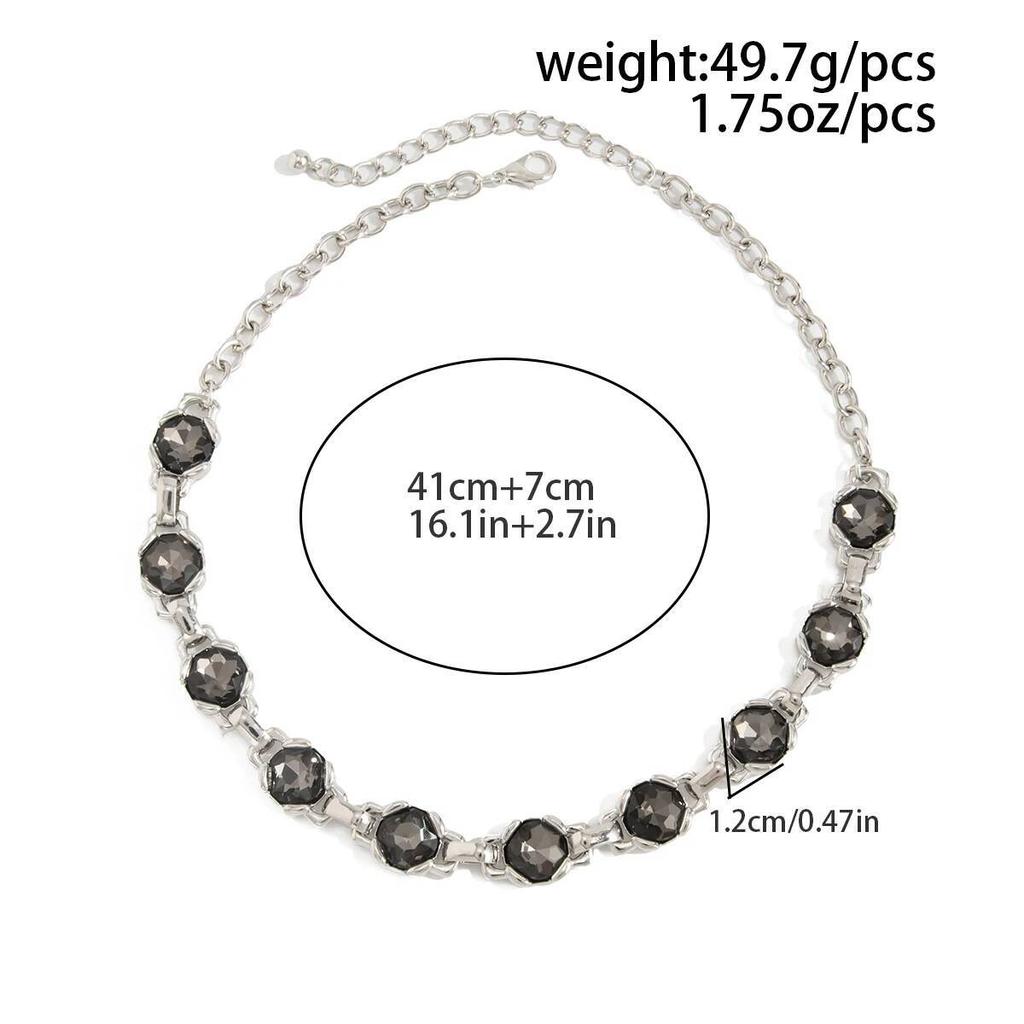 SHIXIN 2 Styles Exquisite Shiny Glass Drill Choker Necklace Jewelry Women Retro Charm Irregular Short Neck Chain Accessory Gift