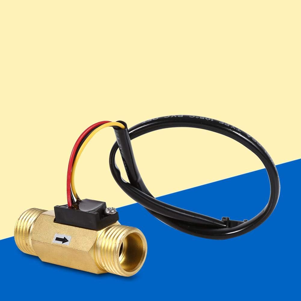 Water Flow Sensor Switch Hall Effect Water Flowmeter Meter 1-30L/min, DC4.5-18V, Copper - Water Flow Hall Sensor