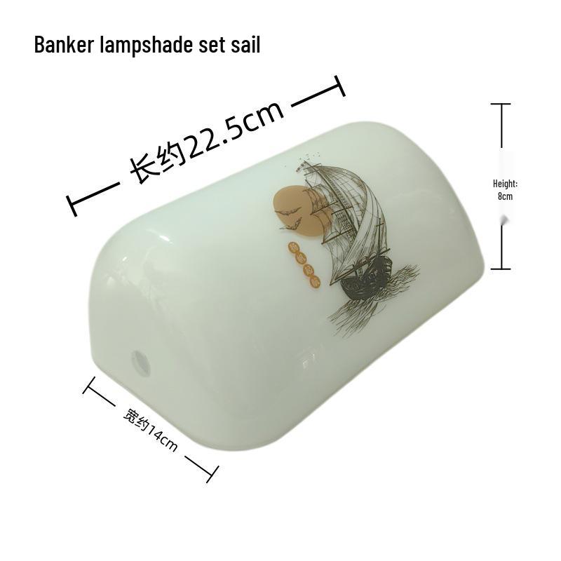 Retro Bank Desk Lamp with Jade, White, Orange, and Black Hand-Blown Glass Lampshade