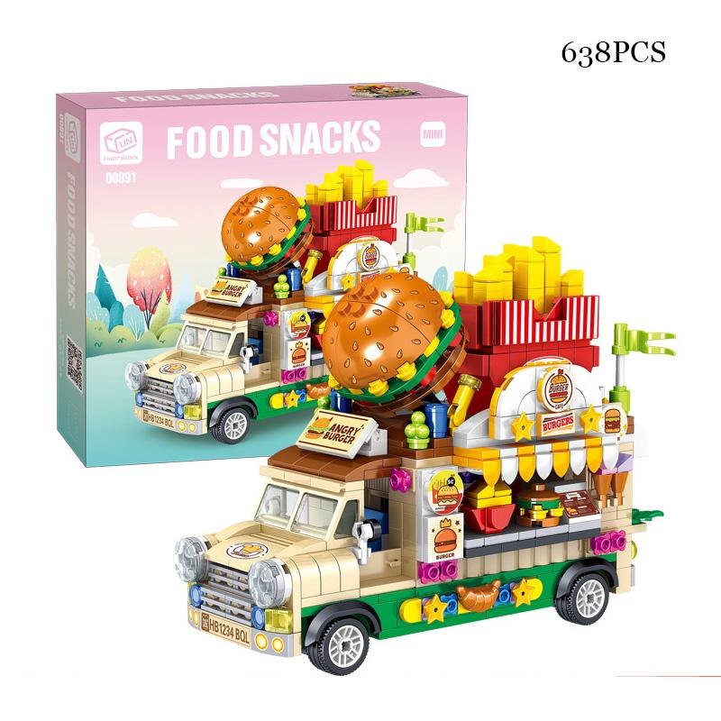 Diy Creative Mini Puzzle Building Toy Sweet Dessert Burger Car With 638 Abs Plastic Grains