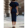 2026 Elegantes Etuikleid mit Rüschenärmeln für Damen, Rundhals Figurbetontes Midi Bodycon Kleid, Formelle Büro- & Cocktailparty-Kleidung