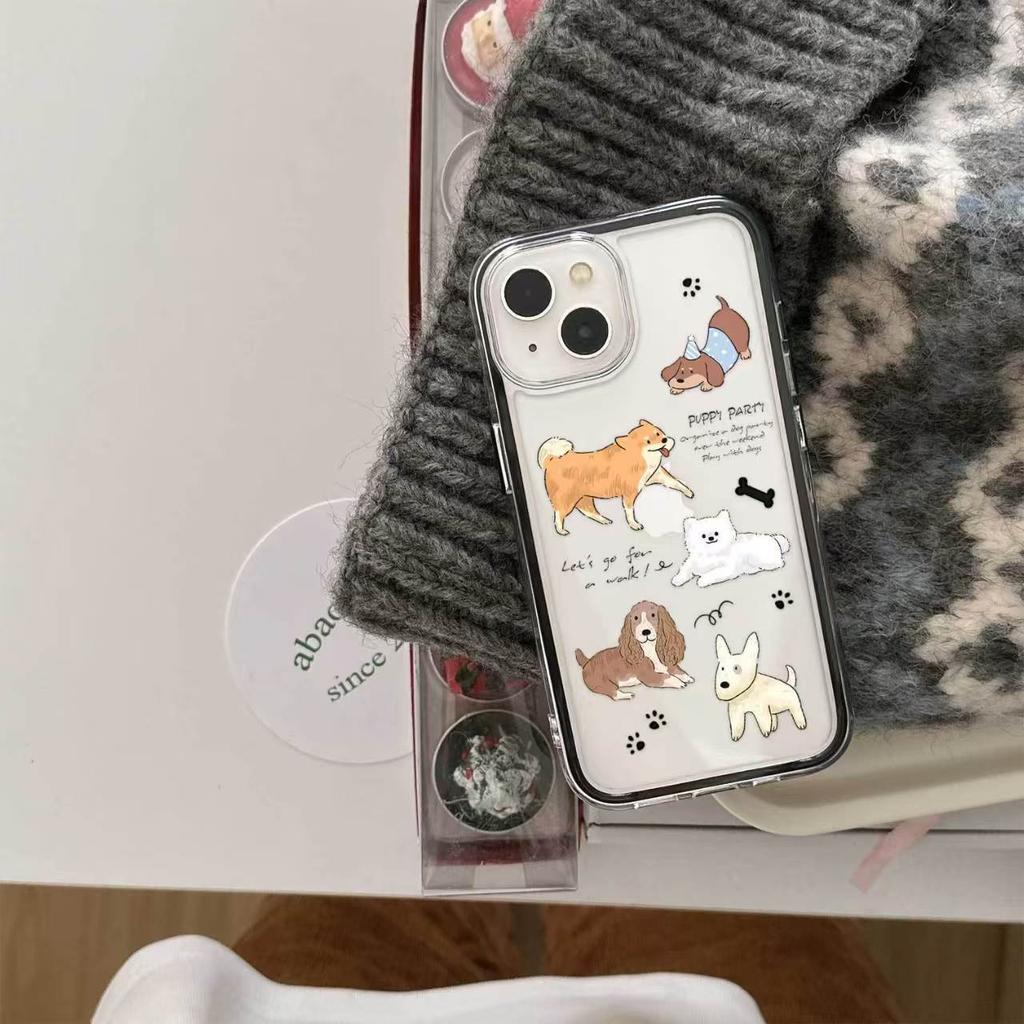 Five Puppies Three-in-one Suitable for Apple 16 Mobile Phone 15iphone13PROMAX Huawei Xiaomi 14 Mobile Phone Case
