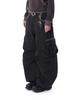AAKAM Knee Pin-Tuck Contrast Cargo Pants (Black)