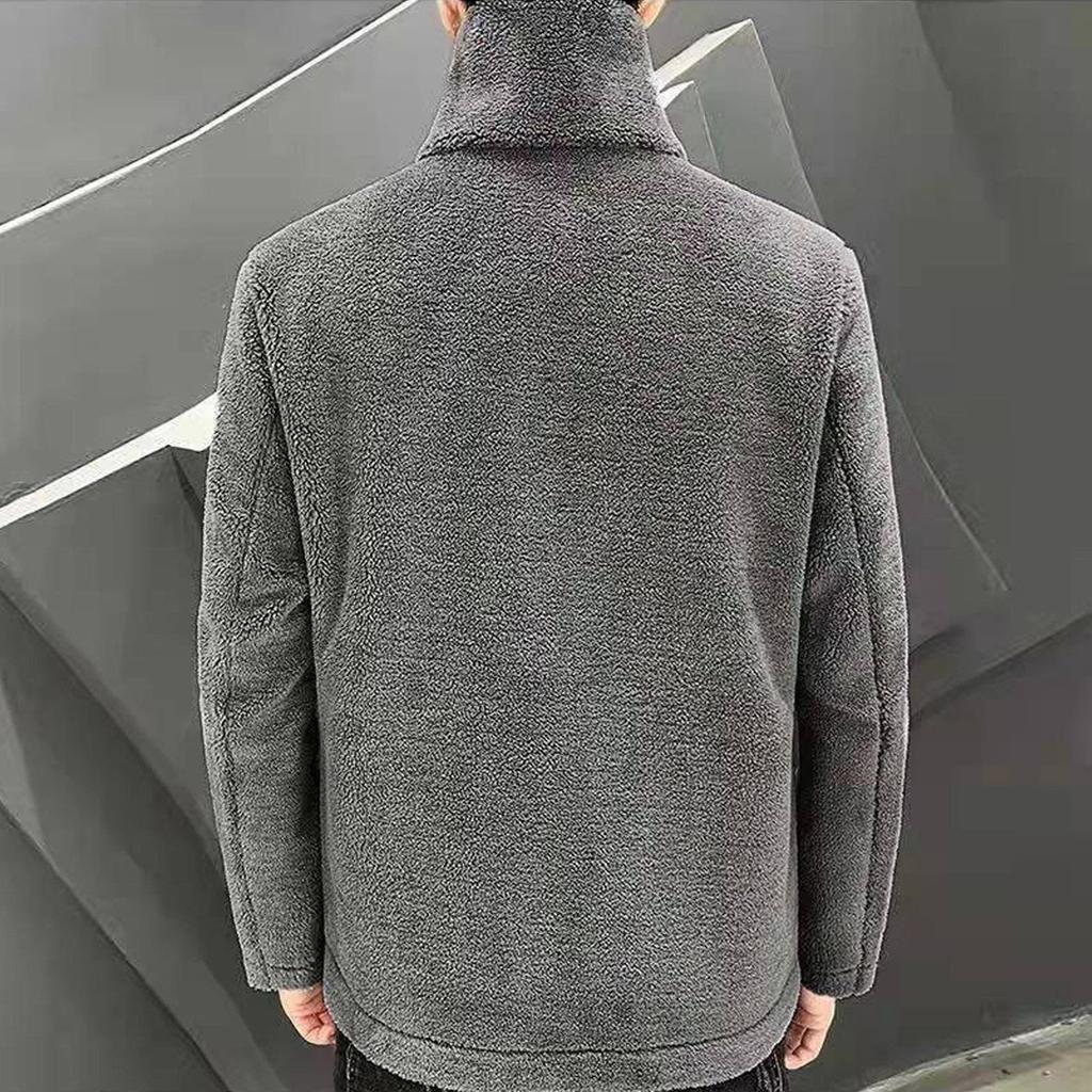 Herren Stehkragen Hoodies Pullover Casual Plüsch und dicke Jacke Mantel
