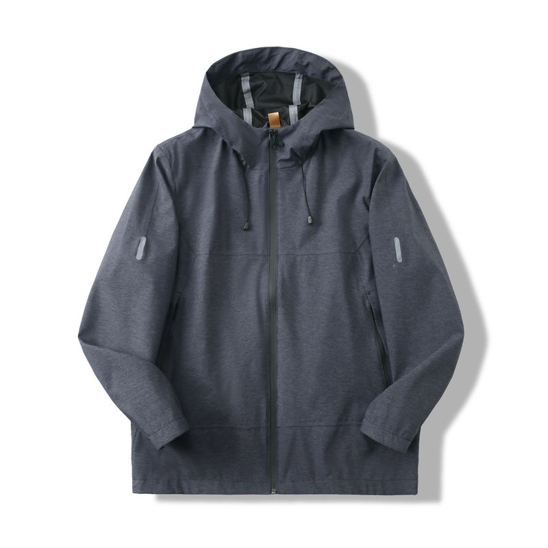 Trade Outdoor Fully Rubberized Windproof and Waterproof Mountaineering Jacket, Spring and Autumn Men's Sports Casual Hooded Jacket, Windbreaker