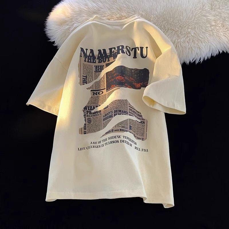 

Trendy Cotton Vintage Ins Fashion Top T-shirt with Short Sleeves Apricot XL(Suggested 57.50 kg-67.50 kg)