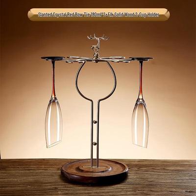 Shangqi Slanted Crystal Champagne Flute Set with Deer Rack