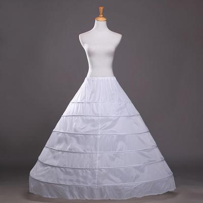 Six-Ring Steel Crinoline Wedding Dress Underskirt - Puffy White Performance Costume Skirt Without Gauze