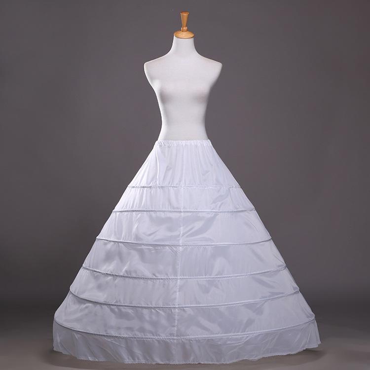 Six-Ring Steel Crinoline Wedding Dress Underskirt - Puffy White Performance Costume Skirt Without Gauze