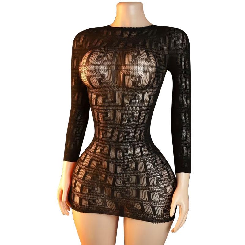 Long Sleeves Sexy Lingerie For Women Erotic Babydoll Bodystocking Underwear Costumes Sleepwear Nightwear Chemises Garters