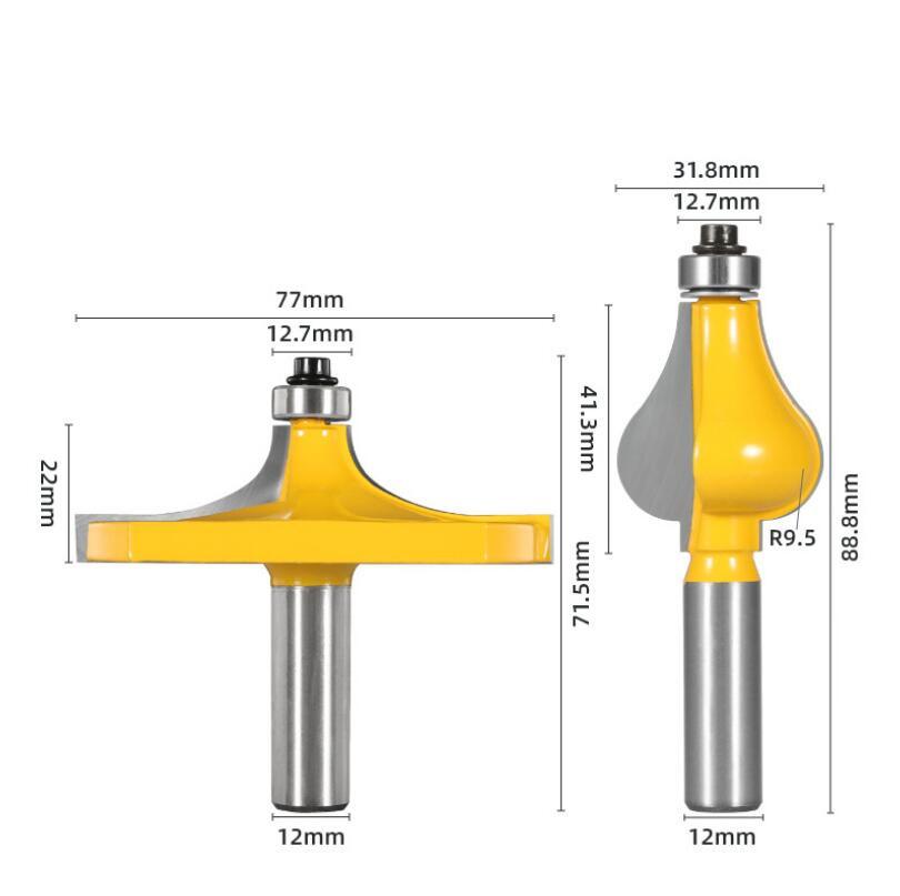 Set di 2 frese per corrimano standard/a flauto, utensili da taglio per lavorazione del legno, 8 mm, 12 mm, gambo da 1/2 pollice