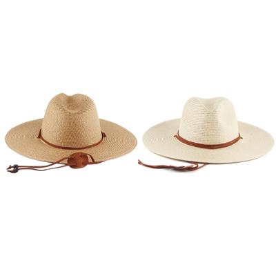 Cappello di Paglia Intrecciato a Mano per Adulto Unisex Cappello da Spiaggia Vacanze Campeggio Fughe al Mare Cappello da Sole con Cordino Regolabile per il Mento