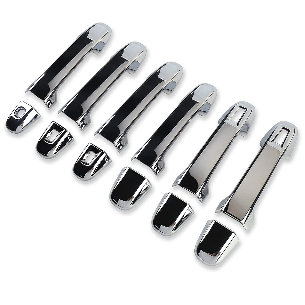

YAOFAO Chrome Door Handle Covers for Toyota 80 Smart Key Sparkling Mirror Set with All ABS Voxy/Noah Series, Compatible, Silver, 12-Piece (Compatible