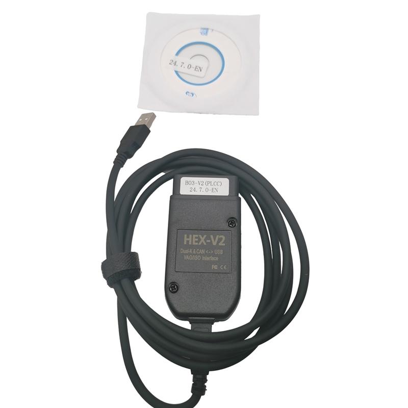 Newest VCDS 24.7 VAG Scanner Tool Cable OBD2 Diagnostic HEX V2 Wesheu VCDS VAG COM For  SKODA VW Car-A58X