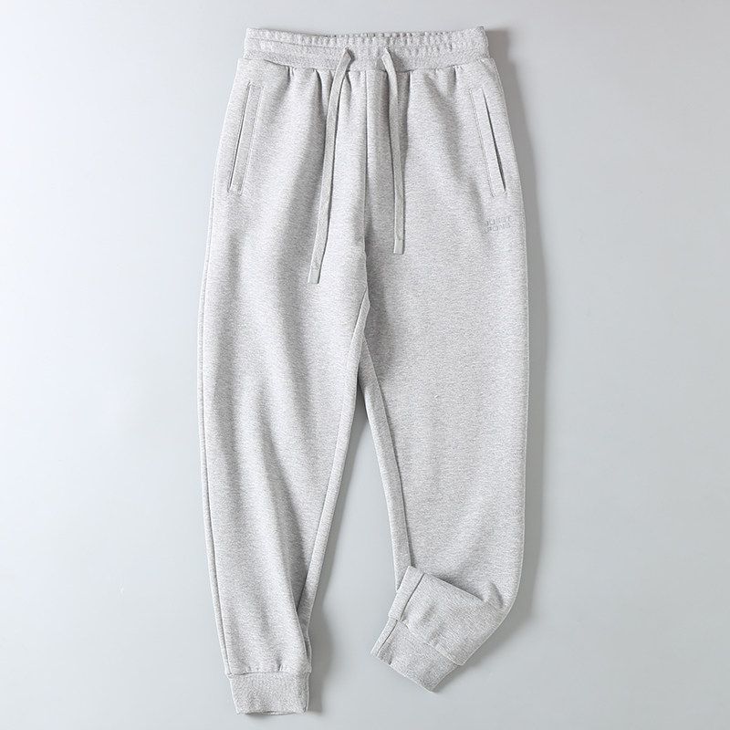 Men's Trendy Spring and Autumn Pique Cotton Solid Color Heavy-Duty Washed Sports Casual Elastic Waist Jogger Sweatpants