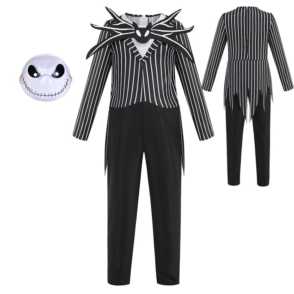Boys Halloween Cosplay Disguise Costume Jack Nightmare Before Xmas Kid Christmas Role Play Dress Carnival Party Clothes