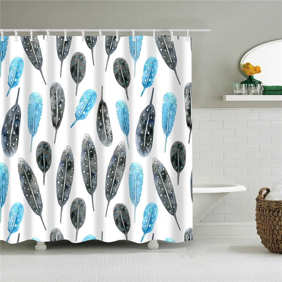 

Black and White Shower Curtain Geometric Pattern Waterproof Polyester Home Decor Bath Curtains with Hooks Bathroom Accessories W90xH180cm