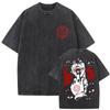 Washed Vintage Anime Hellsing Abraham Van Helsing Vampire Alucard Double Sided Print T-shirts Men's 90s Manga Oversized460