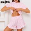 GMXIA Summer Short-sleeved Shorts Two-piece Loungewear Women's Loose Comfortable Suit