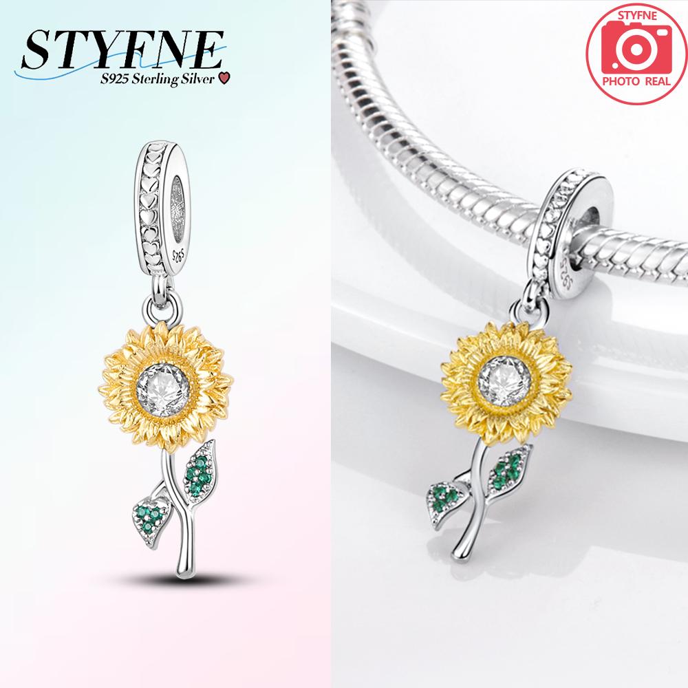 Copper Flower Charms Sunflower Tulip Pendants Fit Original Pan Bracelet Making Jewelry Baeds