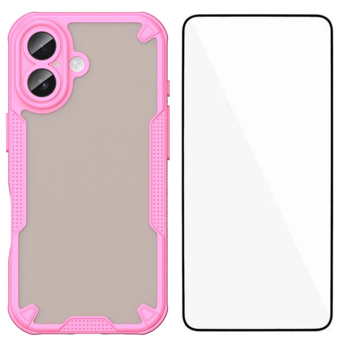 

For iPhone 17 Case WANLONFENG MFFJ Series Anti Drop TPU Phone Back Cover with Screen Film Pink