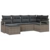 6 Piece Sofa Set with Cushions and Storage Grey Poly Rattan
