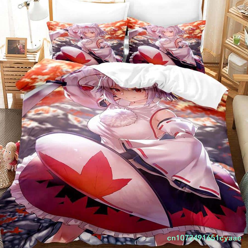 3D Anime Kawaii Girls Momiji Inubashiri Bedding Set Single Twin Full Queen King Size Bed Set Adult Kid Bedroom Duvetcover Sets