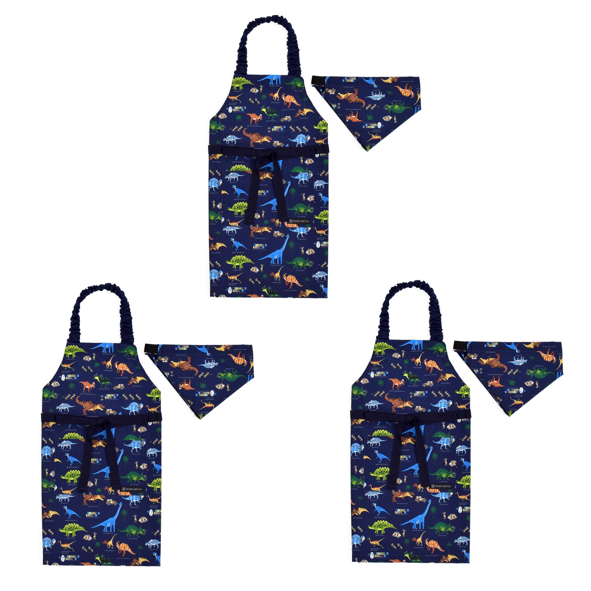

ЯРКИЙ КОНФЕТНЫЙ СТИЛЬ Фартук Динозавр Континент набор Мальчики Крутые Дети Детский фартук Треугольный шарф набор Эластичный Детский фартук Малыш Начальная школа Милый