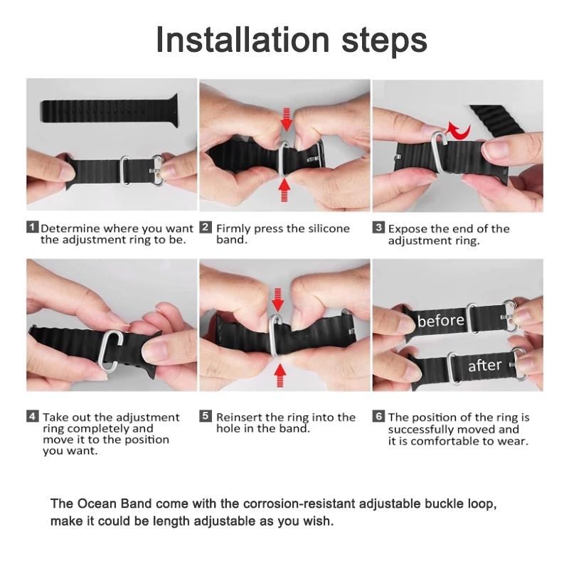 Strap for Apple Watch Series Ultra 8 7 6 3 Se 5 4 3 2 1 49mm 44mm 40mm 45mm 41mm 42mm 38mm Ocean Silicone Sport Watch Band