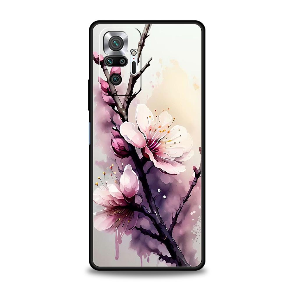 Cherry Blossoms Phone Case Cover for Redmi 13C 10C Note 13 12 10 11 Pro Plus 7 8T K40 K50 Gaming Pro Plus 5G Soft Shell Capa Bag