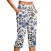 Women's Vintage Floral Print Button Pocket Trousers Slit High Waist Sports Yoga Casual Pants
