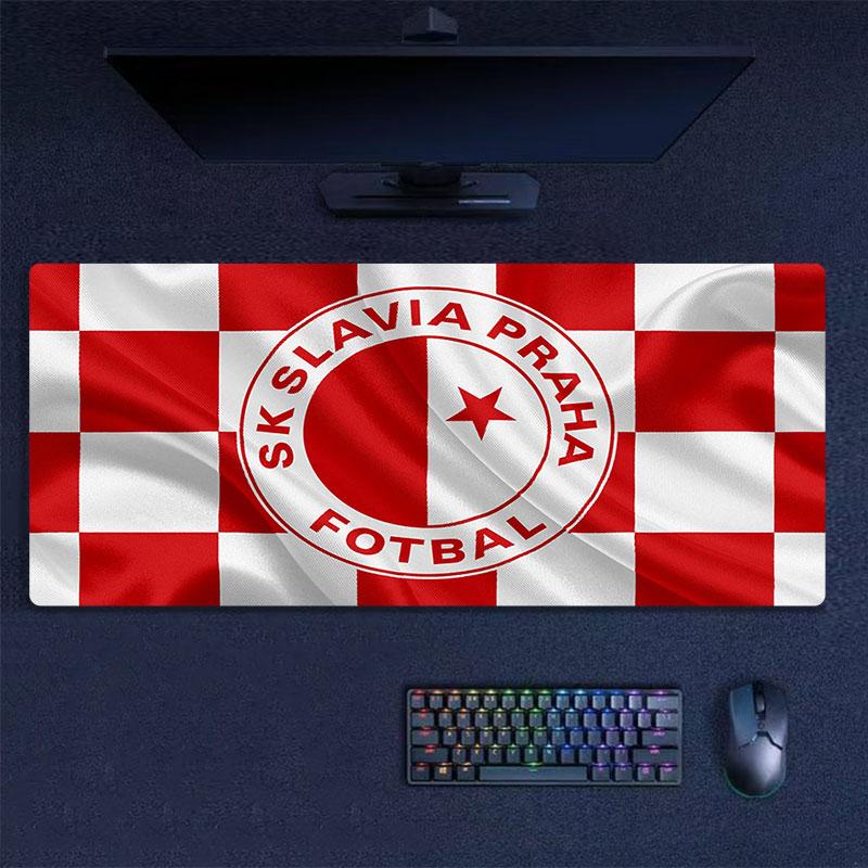 SK Slavia Praha Art Mouse Pad, Large Gaming Desk Mat, Non-slip XXL Mousepad for Laptop & Tablet, Mini PC Playmat with Stitched Edges