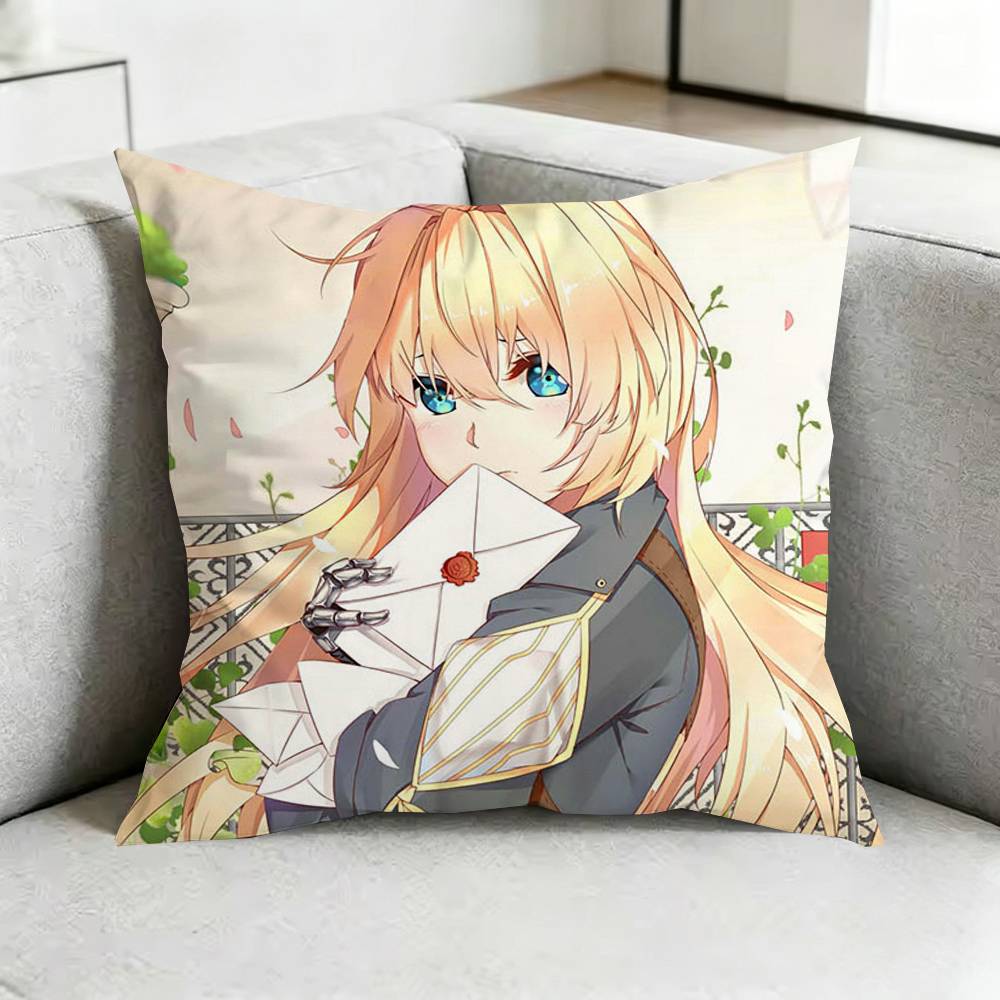Violet EEvergarden Anime Pillow Case Square DoubleSided Sofa Cushion Cover Bedroom Bedside Pillow Gift