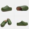 Johnature Handmade Woven Round Toe Outdoor Platform Slippers Genuine Leather Versatile Women's Shoes