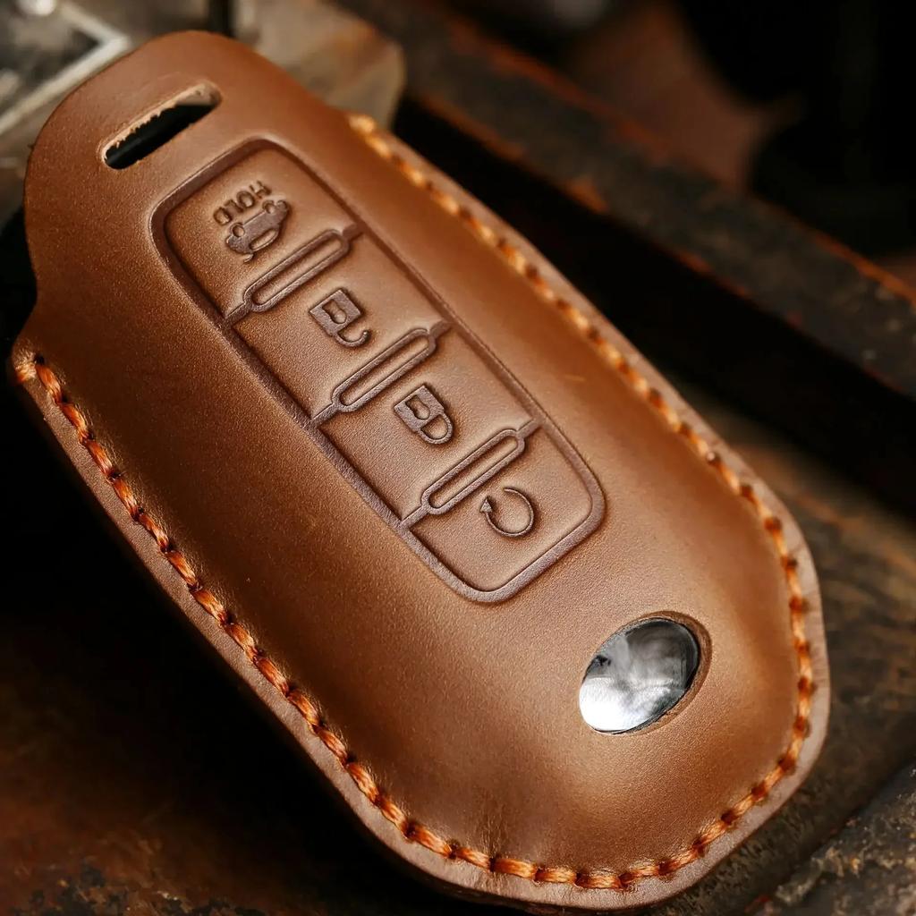 Leather Car Key Case Cover Holder Keychain Shell for Nissan Juke Leaf Micra K12 Note Patrol Qashqai J11 J10 Tiida Versa X Trail