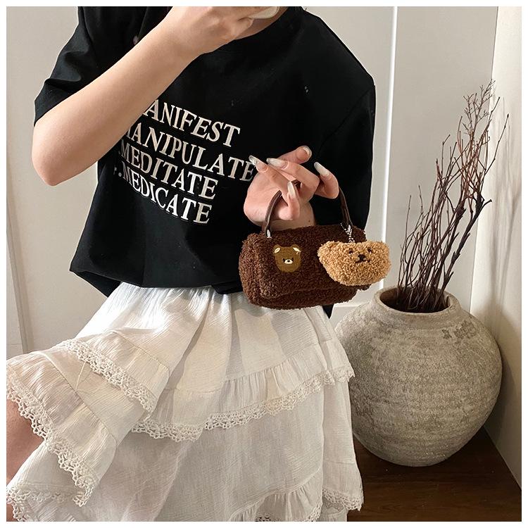 Dames Retro Plysj Crossbody Tote 2025 - Trendy Liten Håndveske for Jobb og Hverdagsklær