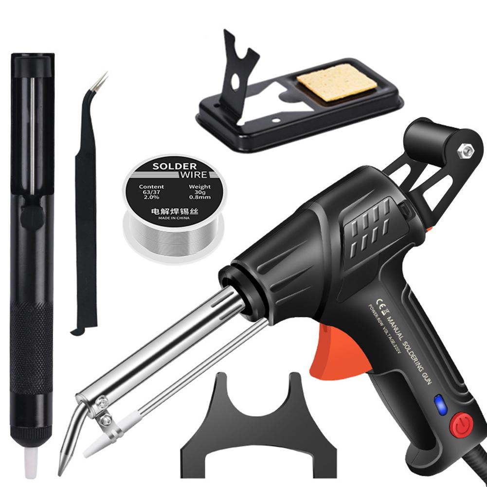 

60W 220V Soldering Gun Kit Suit for 0.8-1.2 Tin Wire Internal Heat Soldering Gun Fast Heating Soldering Kit for Repairs Home DIY EU чорний