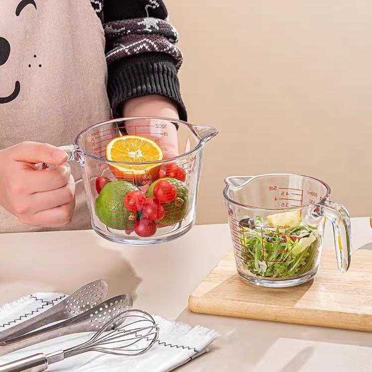 Glass Measuring Cup with Handle - Large Capacity, Food Grade with High Temperature Scaling for Baking and Egg Beating
