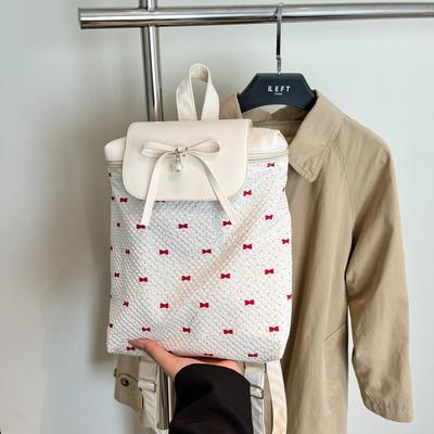 College Student Lace Backpack Summer Outing Bow Backpack High Value Women's Splicing Bag